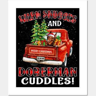 Warm Snuggles And Doberman Cuddles Ugly Christmas Sweater Posters and Art